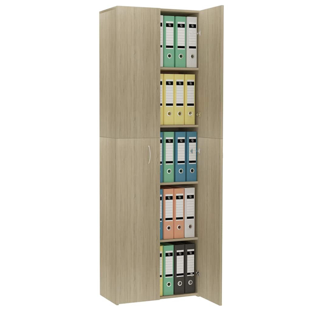 Produktbild för Kontorsskåp sonoma-ek 60x32x190 cm konstruerat trä