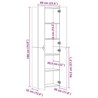 Produktbild för Kontorsskåp sonoma-ek 60x32x190 cm konstruerat trä
