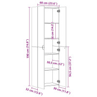Produktbild för Kontorsskåp betonggrå 60x32x190 cm konstruerat trä