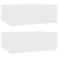 Miniatyr av produktbild för Svävande sängbord 2 st vit 40x30x15 cm spånskiva