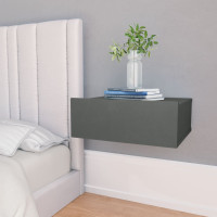 Produktbild för Svävande sängbord grå 40x30x15 cm konstruerat trä
