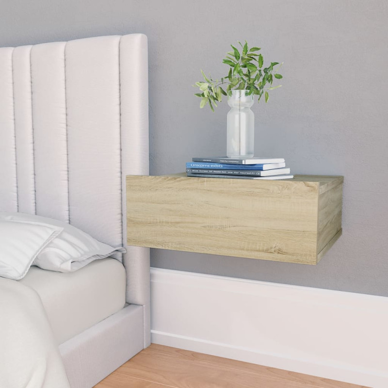 Produktbild för Svävande sängbord 2 st sonoma-ek 40x30x15 cm konstruerat trä