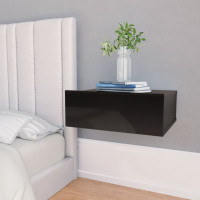 Produktbild för Svävande sängbord svart högglans 40x30x15 cm konstruerat trä