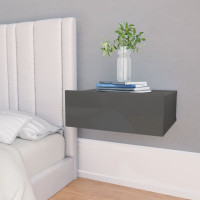 Produktbild för Svävande sängbord 2 st grå högglans 40x30x15 cm konstruerat trä