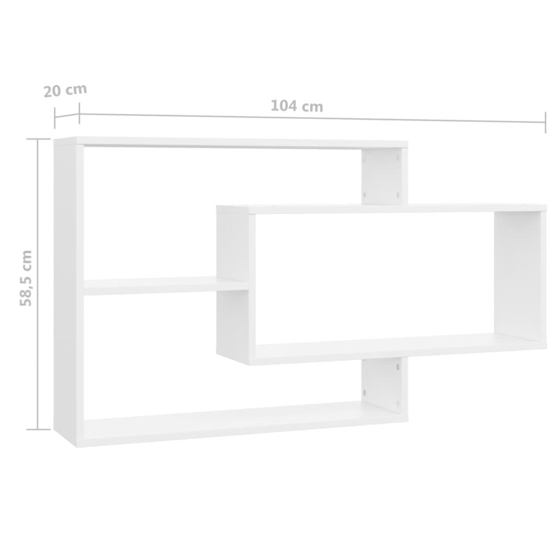Produktbild för Vägghyllor vit 104x20x58,5 cm konstruerat trä