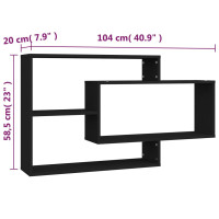 Produktbild för Vägghyllor svart 104x20x58,5 cm konstruerat trä