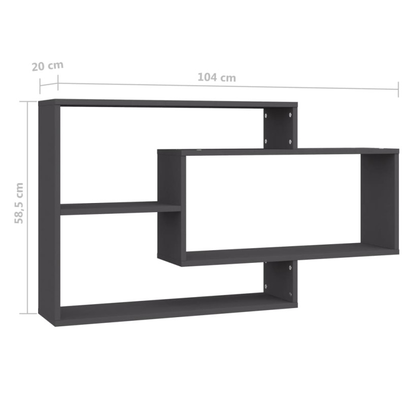 Produktbild för Vägghyllor grå 104x20x58,5 cm konstruerat trä