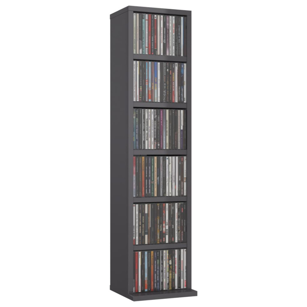 Produktbild för CD-hylla grå högglans 21x20x88 cm konstruerat trä