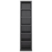 Produktbild för CD-hylla grå högglans 21x20x88 cm konstruerat trä