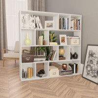 Miniatyr av produktbild för Rumsavdelare/bokhylla vit 110x24x110 cm konstruerat trä