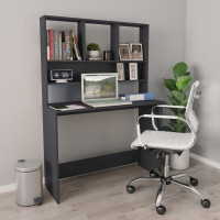 Produktbild för Skrivbord med hyllor grå 110x45x157 cm konstruerat trä