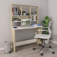 Produktbild för Skrivbord med hyllor vit och sonoma-ek 110x45x157 cm spånskiva