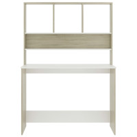 Produktbild för Skrivbord med hyllor vit och sonoma-ek 110x45x157 cm spånskiva