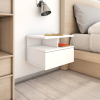 Miniatyr av produktbild för Svävande sängbord vit 40x31x27 cm konstruerat trä