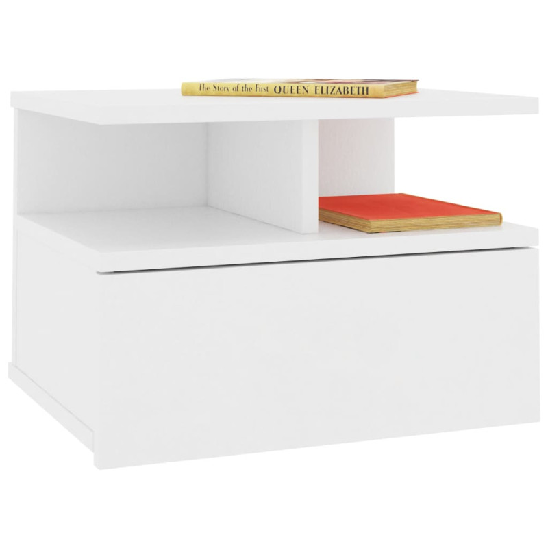 Produktbild för Svävande sängbord vit 40x31x27 cm konstruerat trä