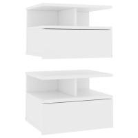 Produktbild för Svävande sängbord 2 st vit 40x31x27 cm konstruerat trä
