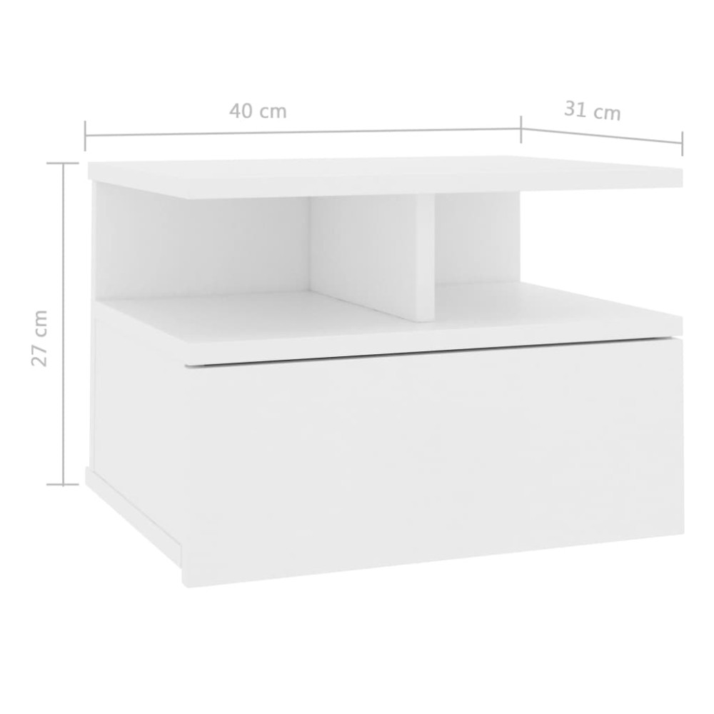 Produktbild för Svävande sängbord 2 st vit 40x31x27 cm konstruerat trä