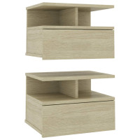 Miniatyr av produktbild för Svävande sängbord 2 st sonoma-ek 40x31x27 cm konstruerat trä