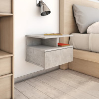 Produktbild för Svävande sängbord betonggrå 40x31x27 cm konstruerat trä