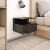 Produktbild för Svävande sängbord svart högglans 40x31x27 cm konstruerat trä