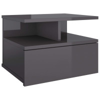 Produktbild för Svävande sängbord grå högglans 40x31x27 cm konstruerat trä