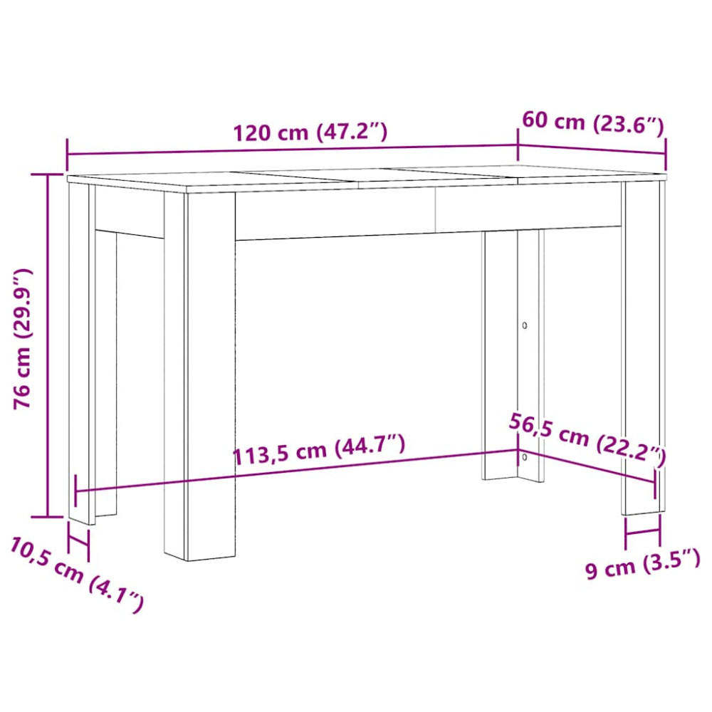 Produktbild för Matbord sonoma-ek 120x60x76 cm konstruerat trä