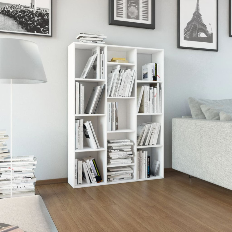 Produktbild för Rumsavdelare/bokhylla vit 100x24x140 cm konstruerat trä