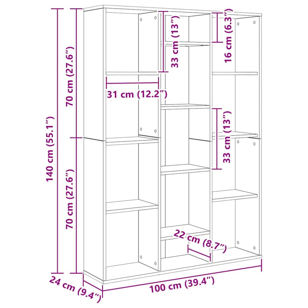 Produktbild för Rumsavdelare/bokhylla vit 100x24x140 cm konstruerat trä
