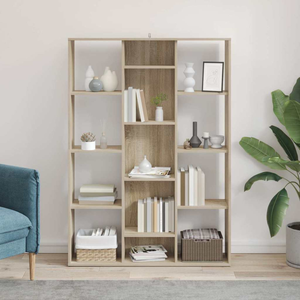 Produktbild för Rumsavdelare/bokhylla sonoma-ek 100x24x140 cm konstruerat trä