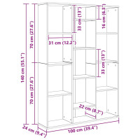Produktbild för Rumsavdelare/bokhylla betonggrå 100x24x140 cm konstruerat trä