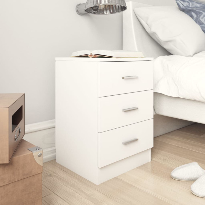 Produktbild för Sängbord vit 38x35x56 cm konstruerat trä