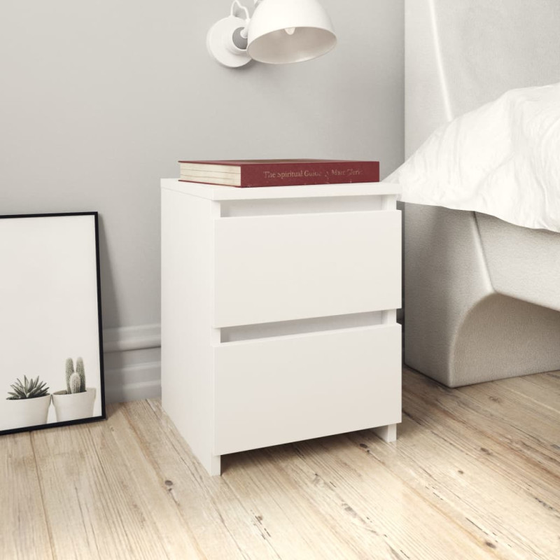 Produktbild för Sängbord 2 st vit 30x30x40 cm konstruerat trä