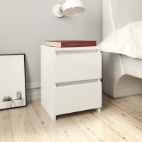Produktbild för Sängbord vit högglans 30x30x40 cm konstruerat trä