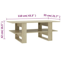 Produktbild för Soffbord sonoma-ek 110x55x42 cm konstruerat trä
