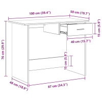 Produktbild för Skrivbord sonoma-ek 100x50x76 cm konstruerat trä