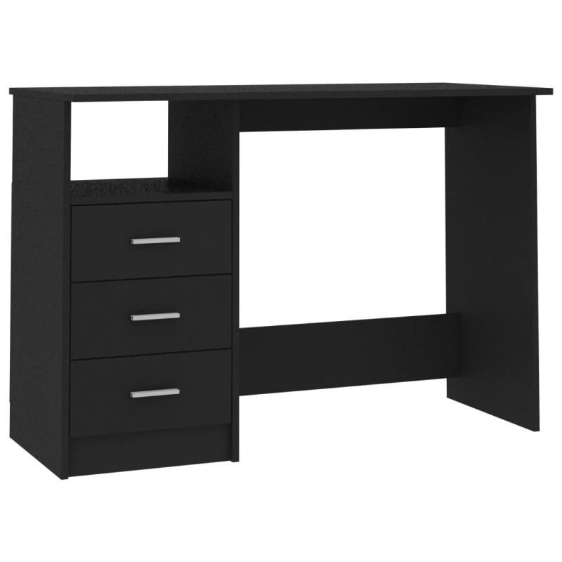 Produktbild för Skrivbord med lådor svart 110x50x76 cm spånskiva