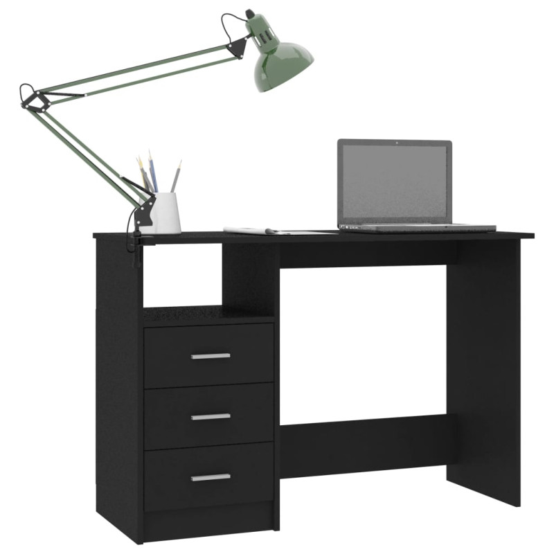 Produktbild för Skrivbord med lådor svart 110x50x76 cm spånskiva