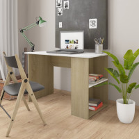 Produktbild för Skrivbord vit och sonoma-ek 110x60x73 cm konstruerat trä