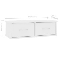 Produktbild för Väggmonterade lådor vit 60x26x18,5 cm konstruerat trä