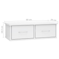 Produktbild för Väggmonterade lådor vit högglans 60x26x18,5 cm konstruerat trä