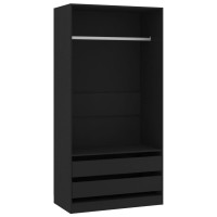 Produktbild för Garderob svart 100x50x200 cm konstruerat trä