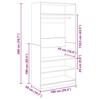 Produktbild för Garderob svart 100x50x200 cm konstruerat trä