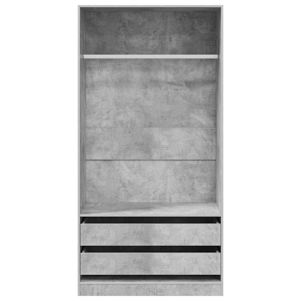 Produktbild för Garderob betonggrå 100x50x200 cm konstruerat trä