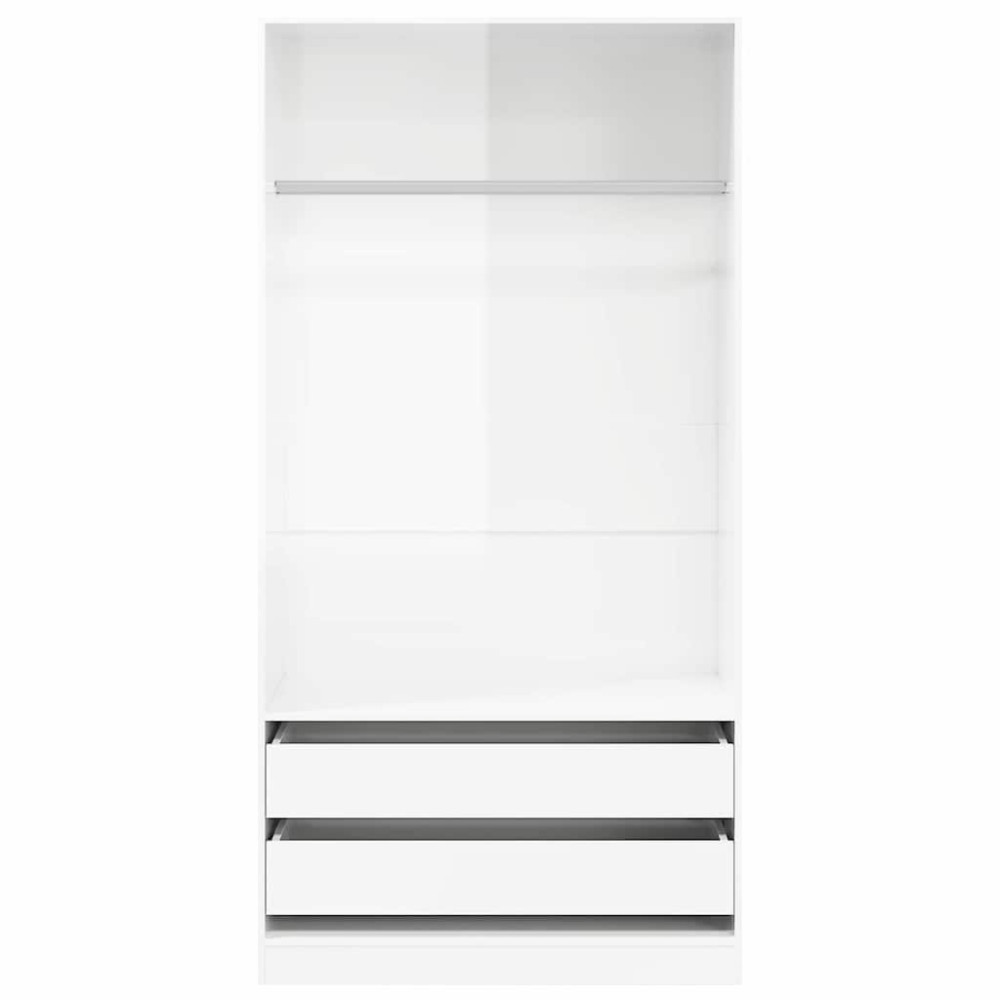 Produktbild för Garderob högglans vit 100x50x200 cm konstruerat trä