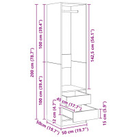 Produktbild för Garderob med lådor vit 50x50x200 cm konstruerat trä