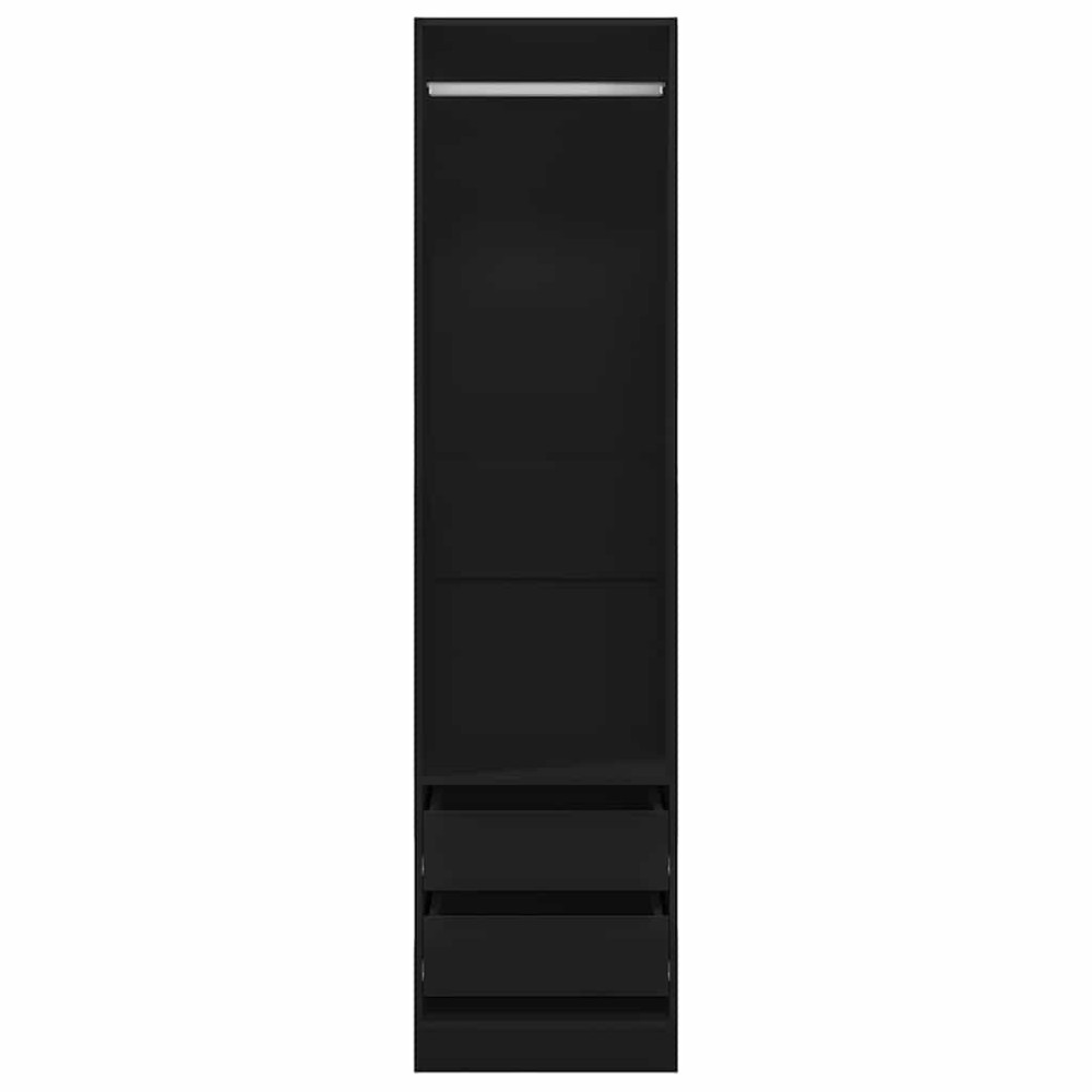 Produktbild för Garderob med lådor svart 50x50x200 cm konstruerat trä