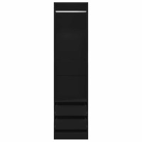 Produktbild för Garderob med lådor svart 50x50x200 cm konstruerat trä