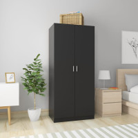 Produktbild för Garderob svart 80x52x180 cm konstruerat trä