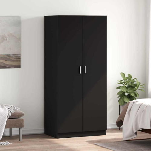 vidaXL Garderob svart 80x52x180 cm konstruerat trä