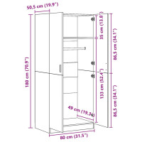 Produktbild för Garderob svart 80x52x180 cm konstruerat trä